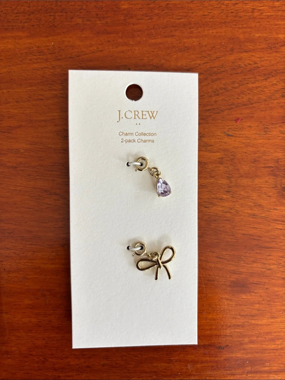 J. Crew Gold Link Necklace with Removable Bow & Gem Charms